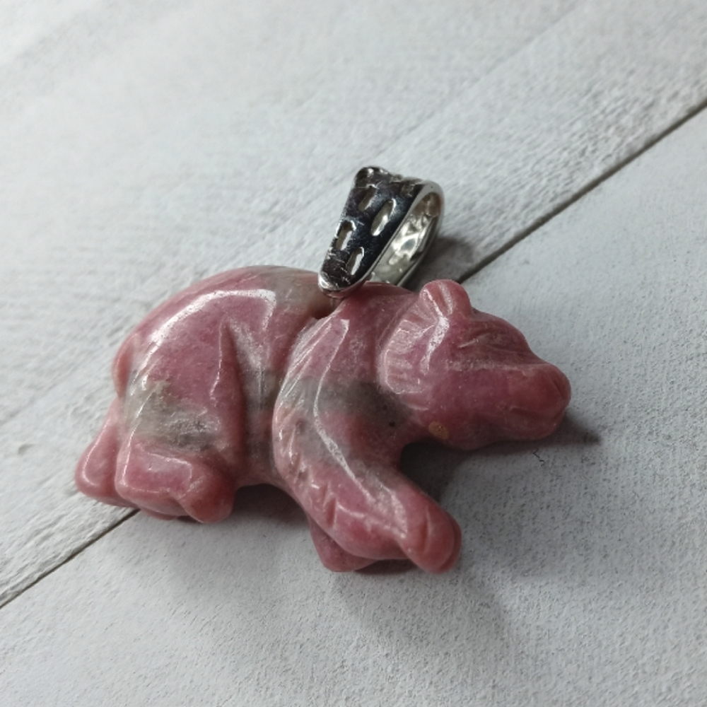 Rhodonite Grizzley Bear Pendant